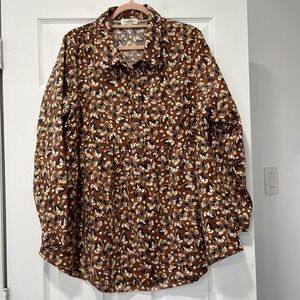 Umgee NWOT Women's Size XL Long sleeve Corduroy A-line dress /Long Top Floral
